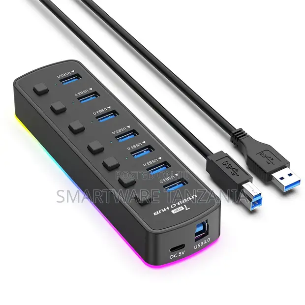7-Port USB 3.0 Hub with RGB Lighting - 1