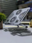 Adjustable Laptop Stand with Dual Cooling Fans - 360° Rotating - 4