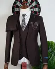 Romaster Royal Chocolate Windowpane Tuxedo Suit - 1