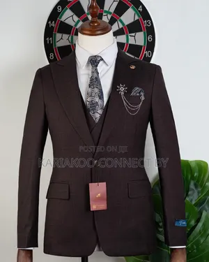 Romaster Royal Chocolate Windowpane Tuxedo Suit