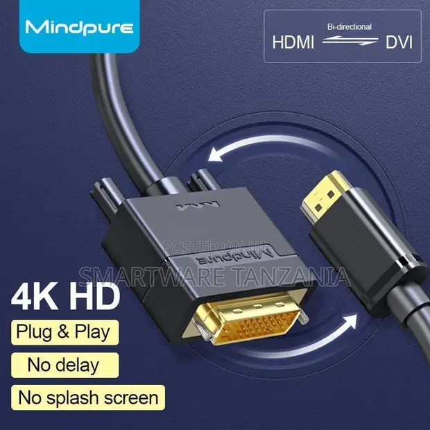Mindpure Bi-Directional HDMI to DVI Cable - 1