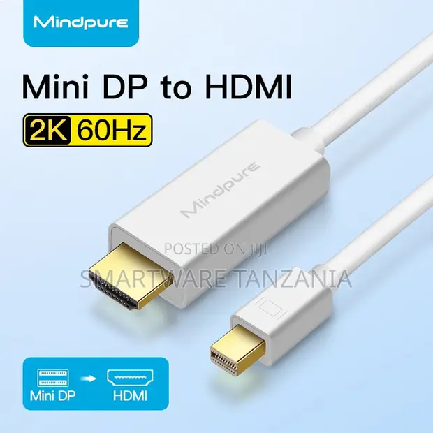 Mindpure Mini DisplayPort kwenda HDMI Cable (2K@60Hz) - 1