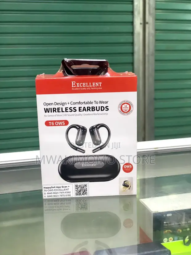 T6 OWS Wireless Earbuds - Nyeusi - 1
