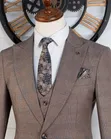 Premium Men's 3-Piece Plaid Suit - Classic Tan - 1