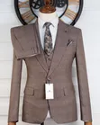 Premium Men's 3-Piece Plaid Suit - Classic Tan - 2