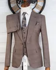 Premium Men's 3-Piece Plaid Suit - Classic Tan - 4