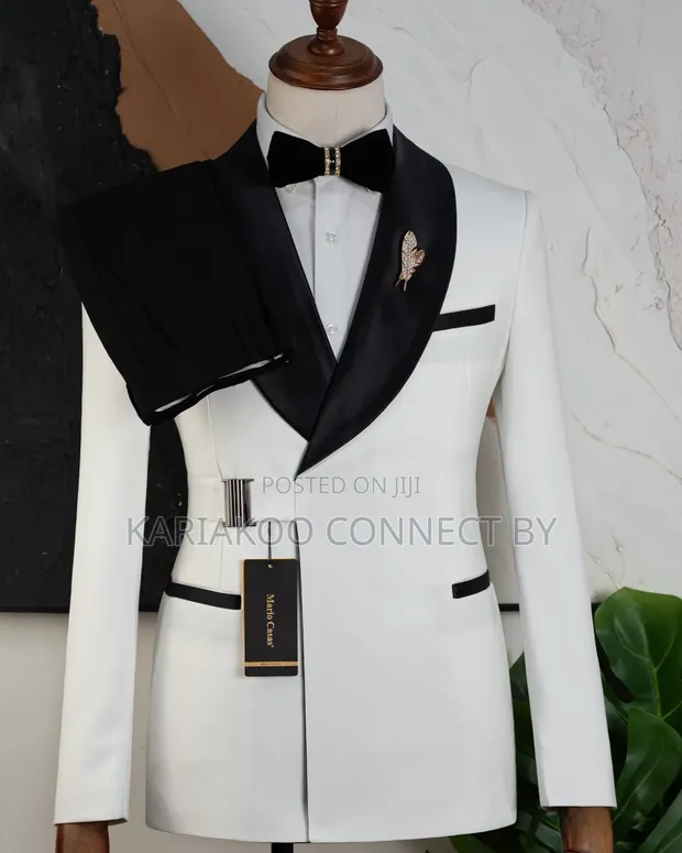 Luxury White & Black Two-Piece Tuxedo for Men by MARIO CASAS - 1