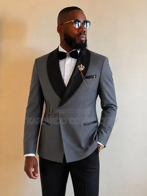 Premium Men's Side-Buckle Grey Tuxedo