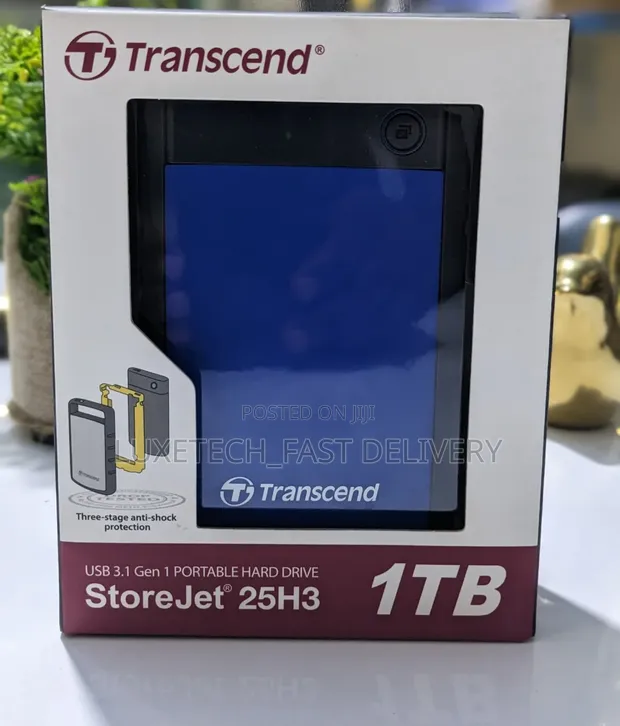Transcend StoreJet 25H3 1TB USB 3.1 External Hard Drive Isiyoingiza Maji - 1