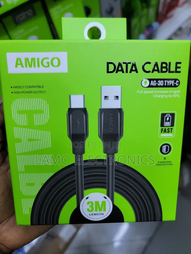 Amigo AG-30 Type-C Cable Urefu wa 3m - 1