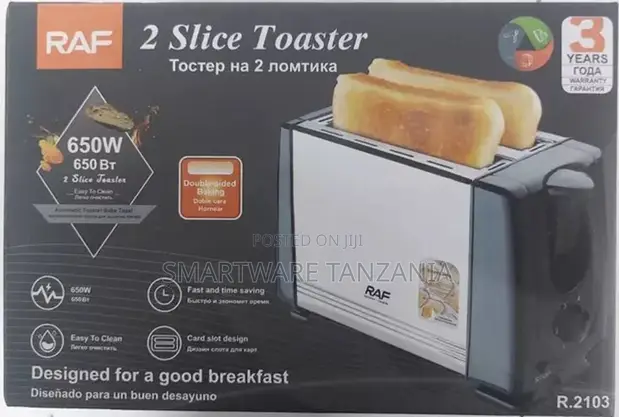 RAF 2 Slice Toaster, 650W, Dual-Sided Baking - 1