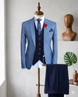 Suti ya Kiume Nyeusi ya Kawaida ya Vipande 3 na Lapels za Velvet - 2