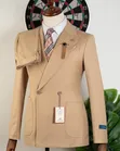 Premium Men's Slim-Fit Tan Double-Breasted Formal Suit - 4