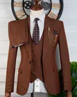 Premium Rust Brown Textured 3-Piece Suit by Mario Casas - 2