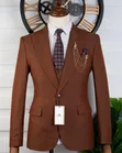 Premium Rust Brown Textured 3-Piece Suit by Mario Casas - 3