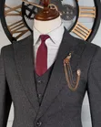 Premium Dark Charcoal Textured 3-Piece Suit - 2