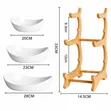 3-Tier Ceramic Fruit Serving Bowls with Bamboo Stand - 1