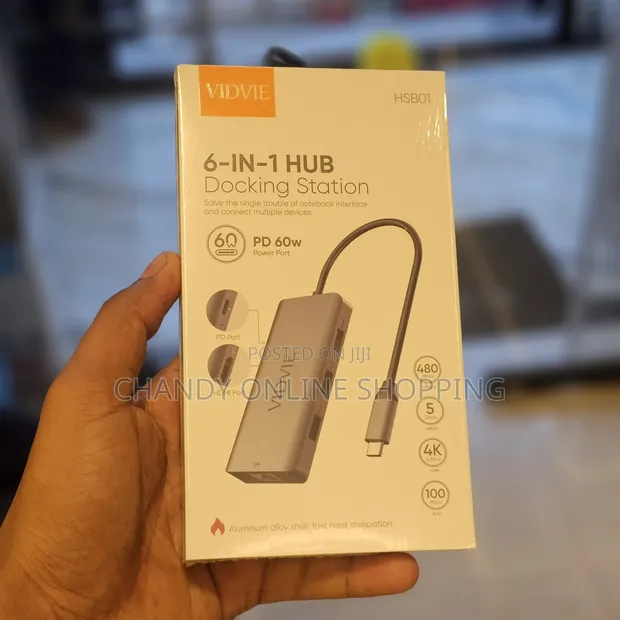 VIDVIE HSB01 6-in-1 USB-C Hub Docking Station - 1