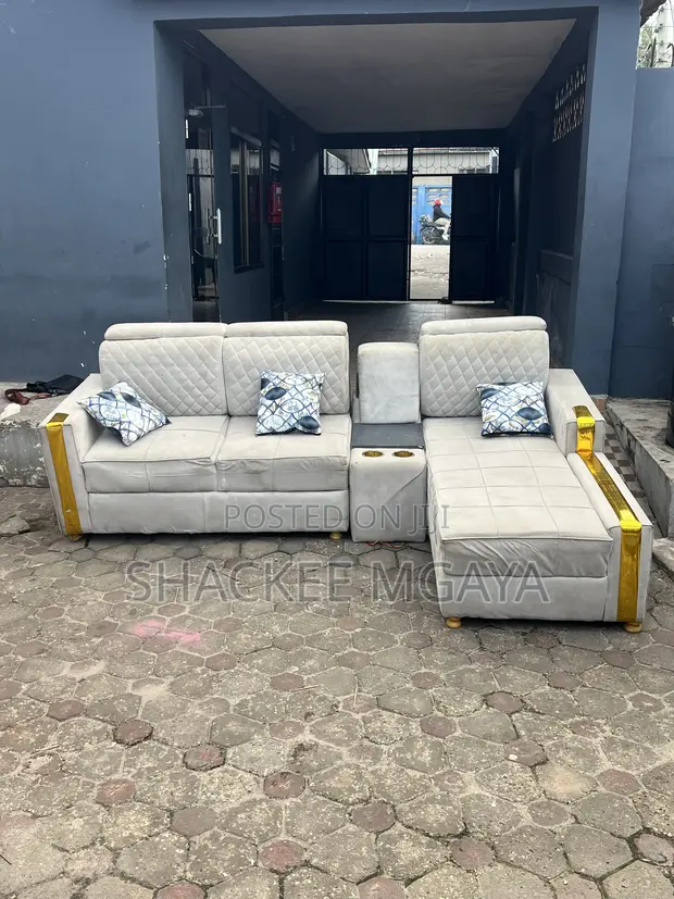 White L-Shape Sofa - 1