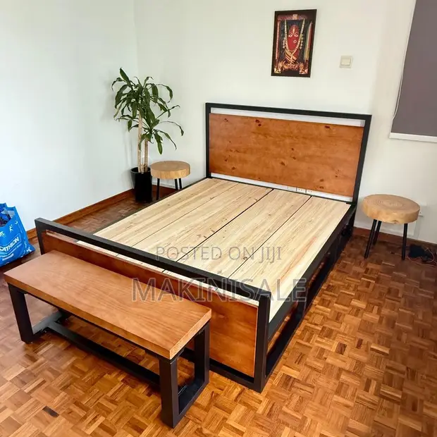 Full Bed Set with Side Table and Bench - 1