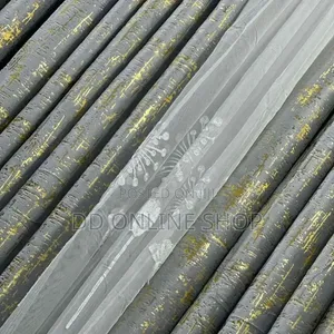 Velvet Full Set Curtains with Metallic Overlay (3 Pieces)