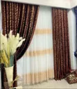 Velvet Full Set Curtains with Metallic Overlay (3 Pieces) - 4