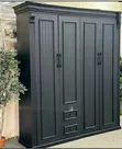 Modern 4-Door Wardrobe - Black or Multicolored - 1