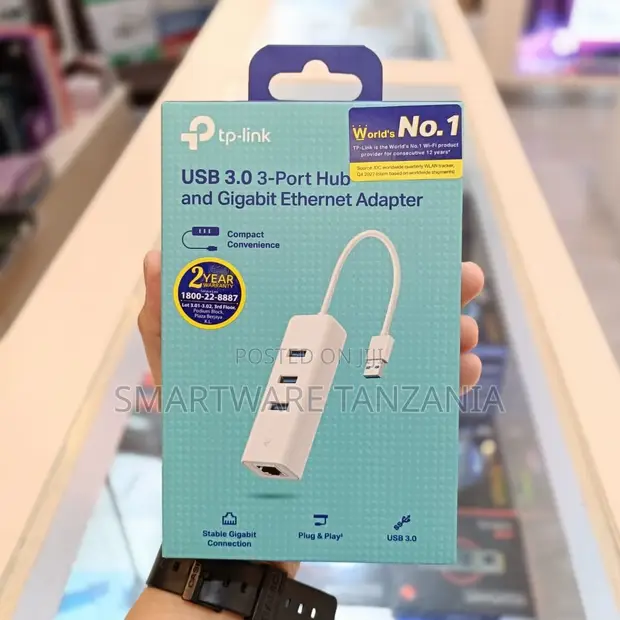 TP-Link USB 3.0 3-Port Hub with Gigabit Ethernet - 1