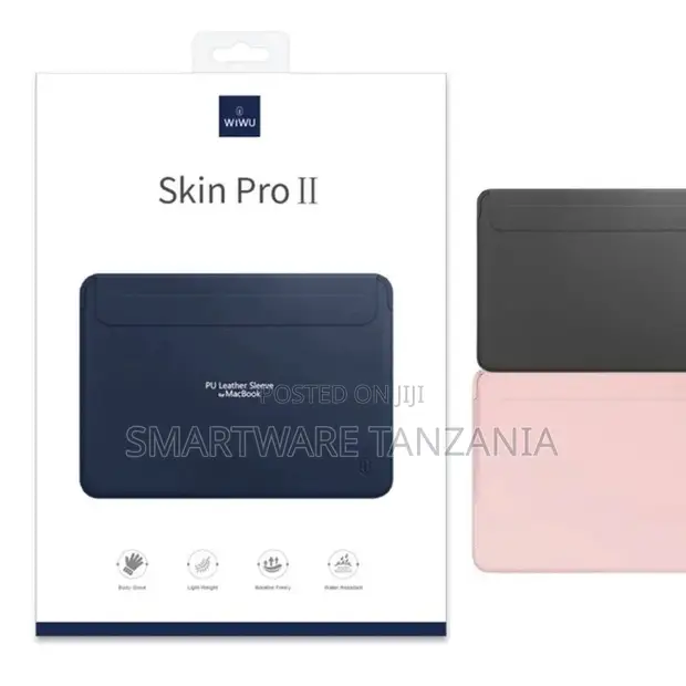WIWU Skin Pro II Navy Blue PU Leather Slim MacBook Laptop Sleeve Case - 1