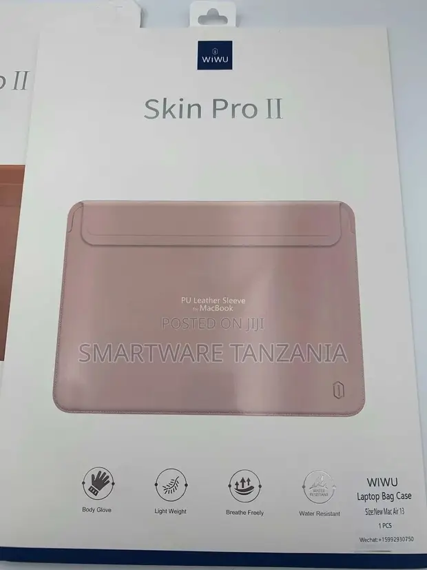 WIWU Skin Pro II Pink PU Leather Sleeve for MacBook Air 13" - 1