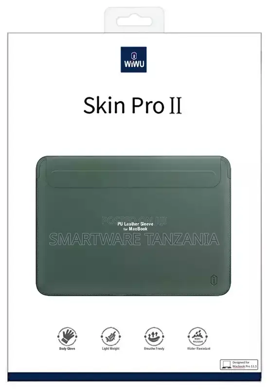 WIWU Skin Pro II Dark Green PU Leather Sleeve for MacBook Pro 13.3" - 1