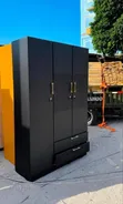 Woodstock 3-Door Modern Wardrobe - Multi Black - 2