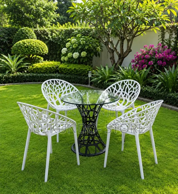 Simple and Unique Dining Table with 4 Chairs - 1