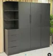 Modern 4-Door Wardrobe - Multi Black Gloss - 1