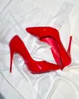 Red Patent Leather High Heel Shoes - 4
