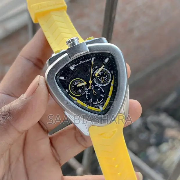 Tonino Lamborghini Watch - Yellow Rubber, Silver Case - 1