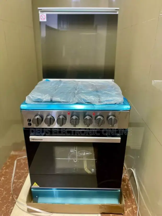 Hisense 60x60cm Cooker - 3 Gas Hobs + 1 Electric Plate, 80L Oven - 1