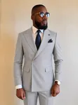 Executive Men's Peak Lapel Cross-Button Suit Collection - 2