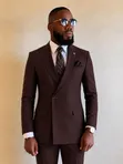 Executive Men's Peak Lapel Cross-Button Suit Collection - 3