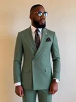 Executive Men's Peak Lapel Cross-Button Suit Collection - 5