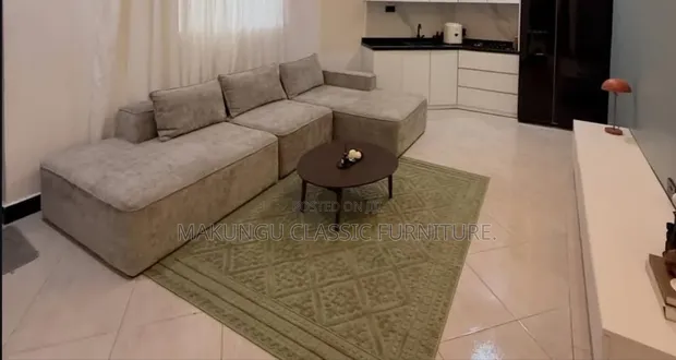 Sofa ya L-Shape ya Watu Watano na Coffee Table - Gray - 1