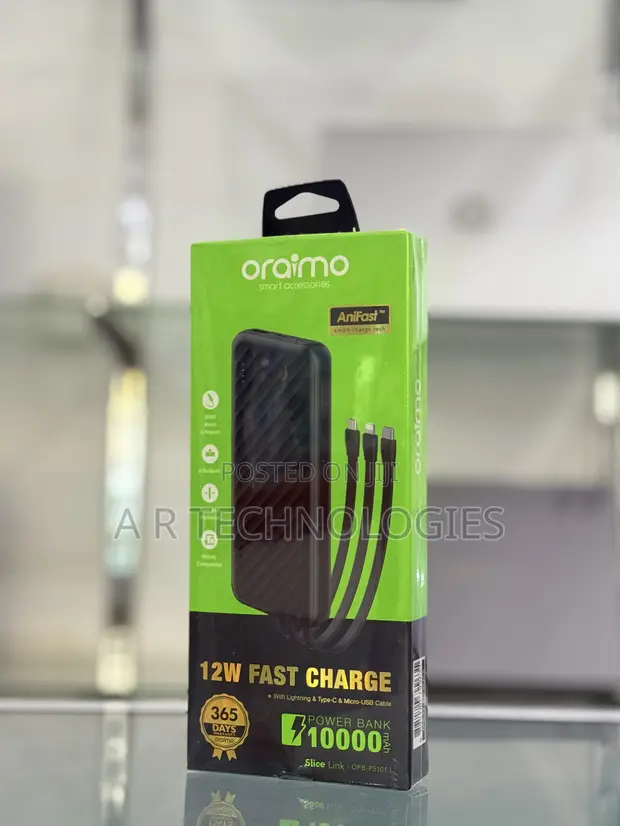Oraimo Powerbank 10000mAh with Built-in Cables - 1