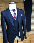 Bagozza Milano Premium Navy Blue Slim-Fit 3-Piece Suit - 3