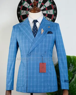 Men's ROMASTER Royal Sky Blue Double-Breasted Suit