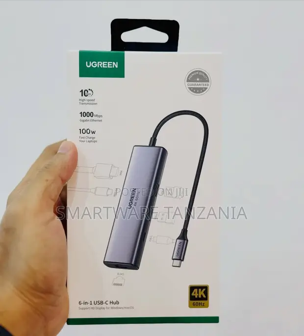 UGREEN 6-in-1 USB-C Hub with Gigabit Ethernet, 100W PD - 1