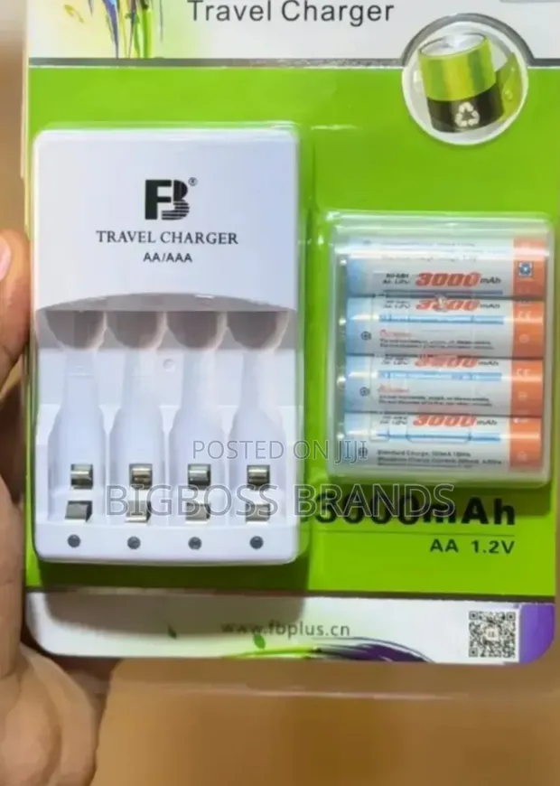 4 Rechargeable AA Batteries 3000mAh with Charger - 1