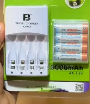 4 Rechargeable AA Batteries 3000mAh with Charger