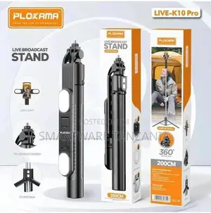 Plokama Pro 200cm Tripod LED Light & Selfie Stick