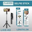 Plokama LIVE K8 Selfie Stick Tripod na Kidhibiti cha Bluetooth - 2