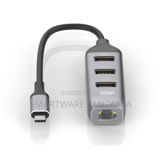 Onten USB 3.0 Hub with 3 Ports and Ethernet - 1